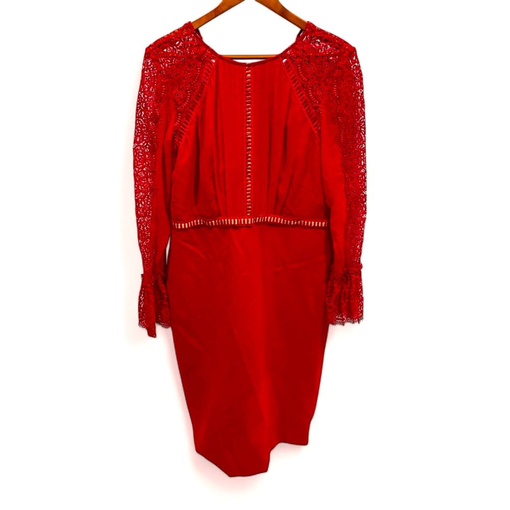 Stunning Catherine Dean red Nieve dress lace boho cuff midi Valentines flirty